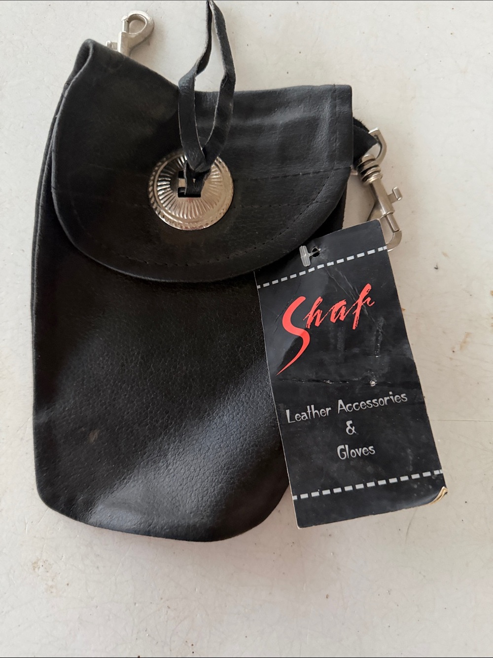 NWT Shaf Black Leather Clip-On Pouch